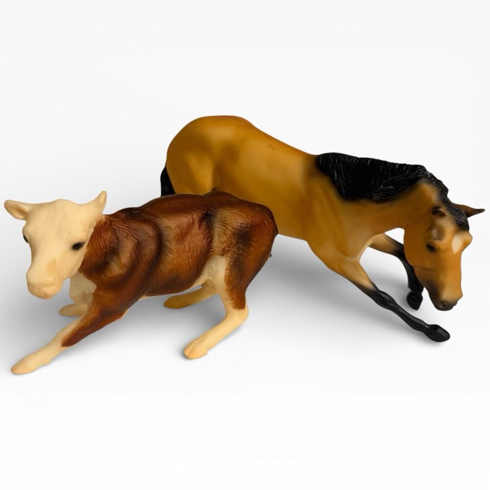 Breyer 3297 Cutting Horse and Calf Classic Scale Model Horse Buckskin